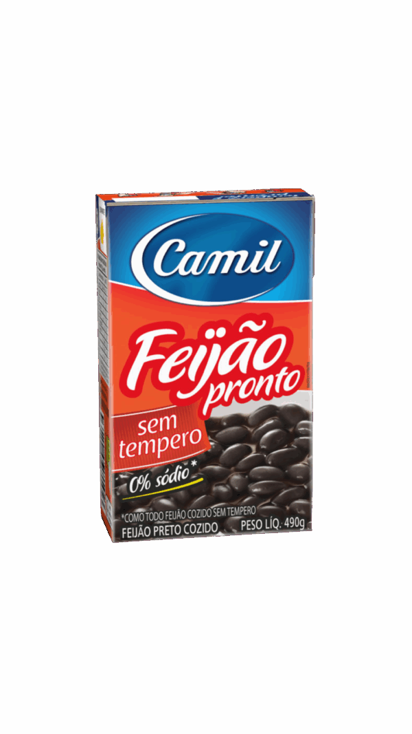Camil Feijao Preto Pronto sem Tempero 490g
