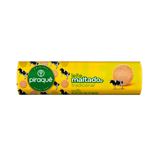 Piraquê Biscoito Leite Maltado 132g