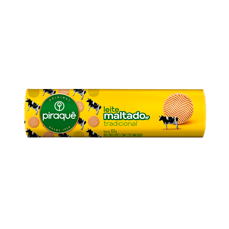 Piraquê Biscoito Leite Maltado 132g
